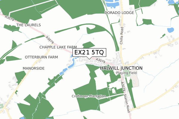 EX21 5TQ map - small scale - OS Open Zoomstack (Ordnance Survey)