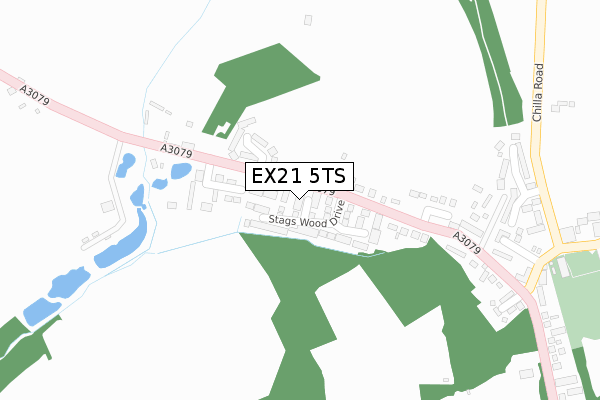 EX21 5TS map - large scale - OS Open Zoomstack (Ordnance Survey)