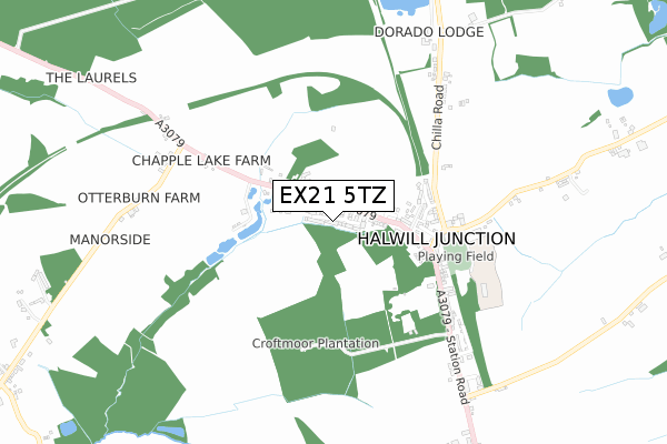 EX21 5TZ map - small scale - OS Open Zoomstack (Ordnance Survey)