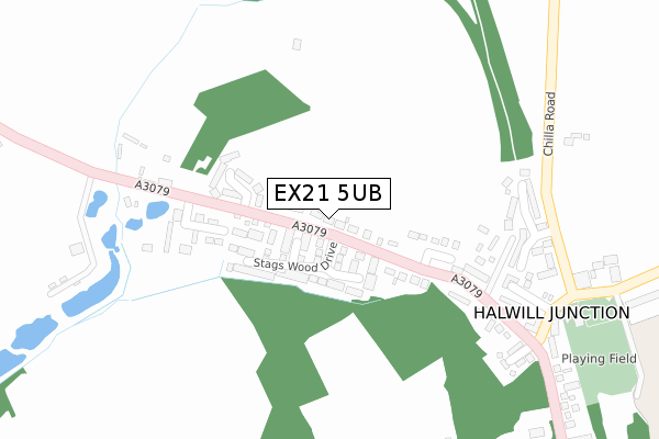 EX21 5UB map - large scale - OS Open Zoomstack (Ordnance Survey)