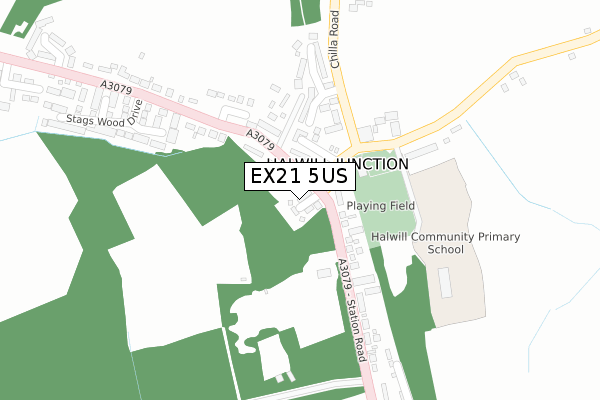 EX21 5US map - large scale - OS Open Zoomstack (Ordnance Survey)