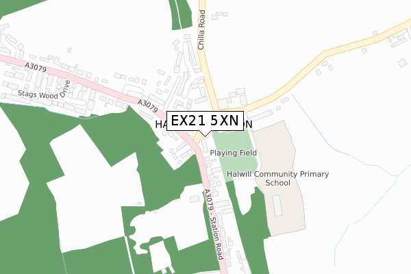 EX21 5XN map - large scale - OS Open Zoomstack (Ordnance Survey)