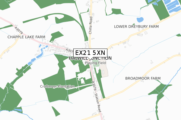 EX21 5XN map - small scale - OS Open Zoomstack (Ordnance Survey)