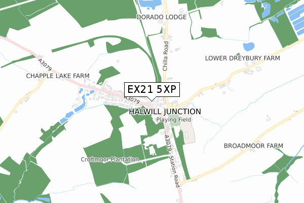 EX21 5XP map - small scale - OS Open Zoomstack (Ordnance Survey)