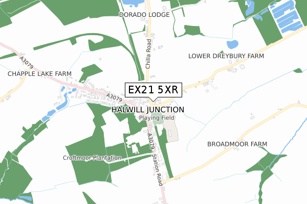 EX21 5XR map - small scale - OS Open Zoomstack (Ordnance Survey)