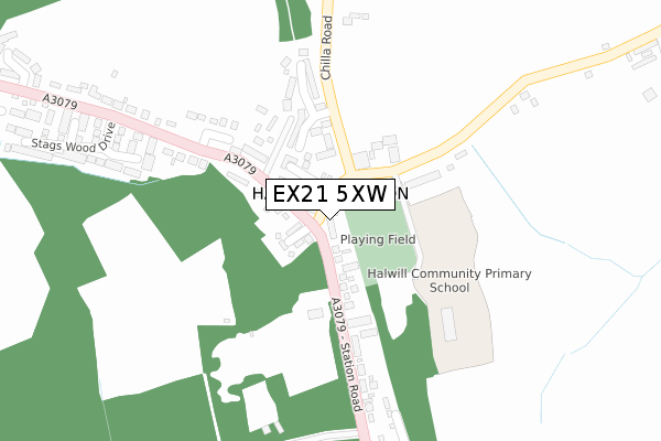 EX21 5XW map - large scale - OS Open Zoomstack (Ordnance Survey)