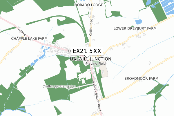 EX21 5XX map - small scale - OS Open Zoomstack (Ordnance Survey)