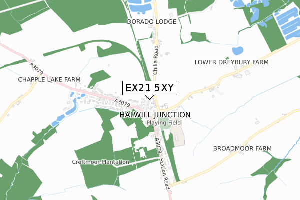 EX21 5XY map - small scale - OS Open Zoomstack (Ordnance Survey)