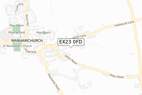 EX23 0FD map - large scale - OS Open Zoomstack (Ordnance Survey)