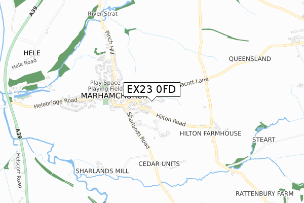 EX23 0FD map - small scale - OS Open Zoomstack (Ordnance Survey)