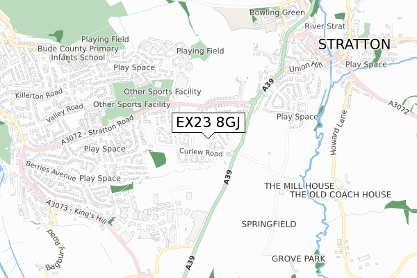 EX23 8GJ map - small scale - OS Open Zoomstack (Ordnance Survey)