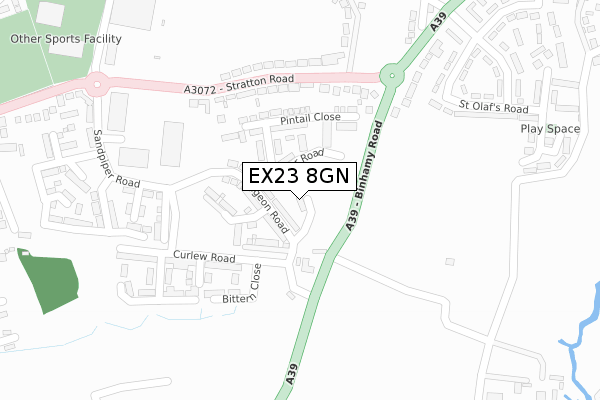 EX23 8GN map - large scale - OS Open Zoomstack (Ordnance Survey)