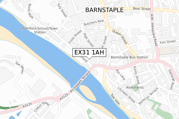 EX31 1AH map - large scale - OS Open Zoomstack (Ordnance Survey)