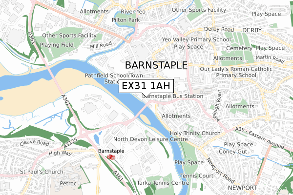 EX31 1AH map - small scale - OS Open Zoomstack (Ordnance Survey)