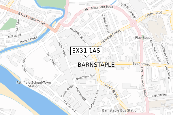 EX31 1AS map - large scale - OS Open Zoomstack (Ordnance Survey)