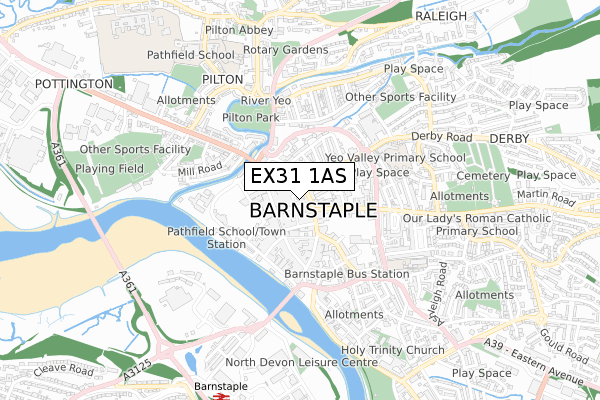 EX31 1AS map - small scale - OS Open Zoomstack (Ordnance Survey)