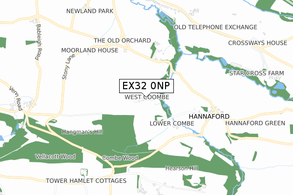 EX32 0NP map - small scale - OS Open Zoomstack (Ordnance Survey)