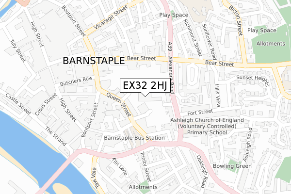 EX32 2HJ map - large scale - OS Open Zoomstack (Ordnance Survey)