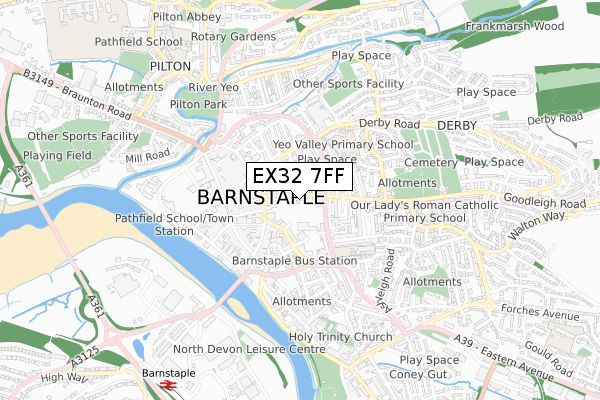 EX32 7FF map - small scale - OS Open Zoomstack (Ordnance Survey)