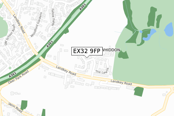 EX32 9FP map - large scale - OS Open Zoomstack (Ordnance Survey)