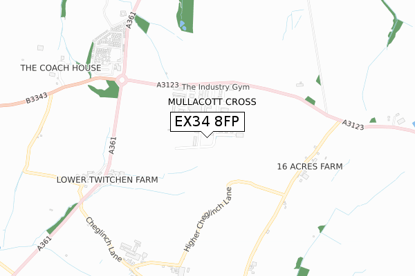 EX34 8FP map - small scale - OS Open Zoomstack (Ordnance Survey)