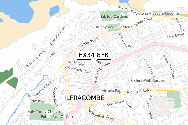 EX34 8FR map - large scale - OS Open Zoomstack (Ordnance Survey)