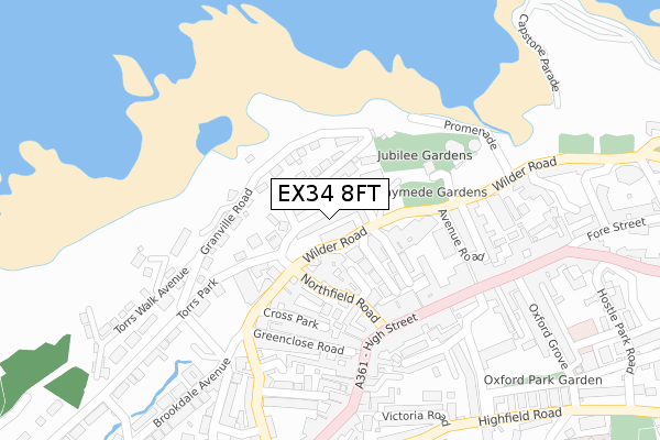 EX34 8FT map - large scale - OS Open Zoomstack (Ordnance Survey)