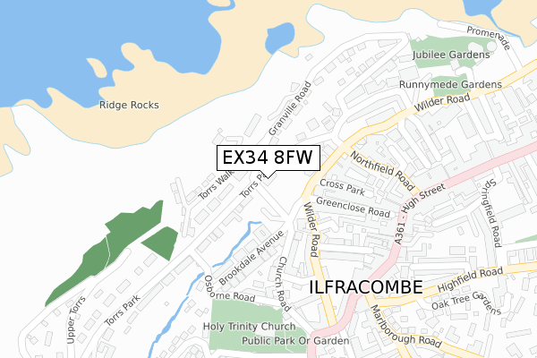 EX34 8FW map - large scale - OS Open Zoomstack (Ordnance Survey)