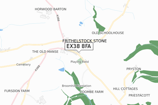 EX38 8FA map - small scale - OS Open Zoomstack (Ordnance Survey)