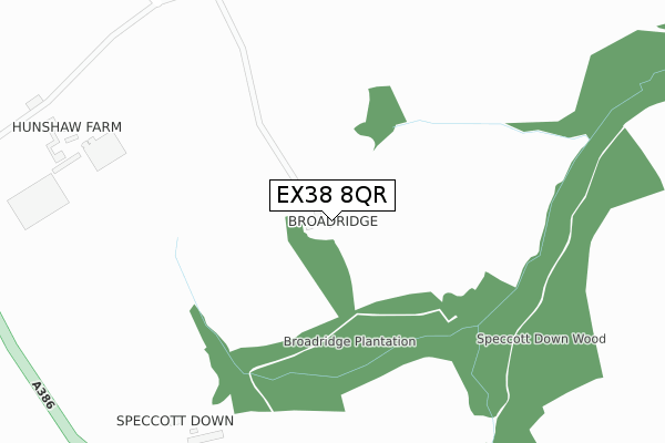 EX38 8QR map - large scale - OS Open Zoomstack (Ordnance Survey)