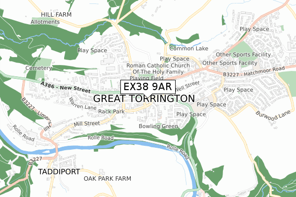 EX38 9AR map - small scale - OS Open Zoomstack (Ordnance Survey)