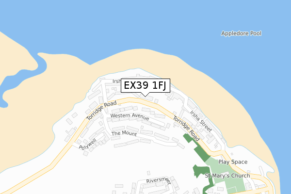 EX39 1FJ map - large scale - OS Open Zoomstack (Ordnance Survey)