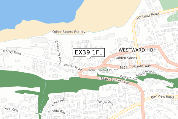 EX39 1FL map - large scale - OS Open Zoomstack (Ordnance Survey)