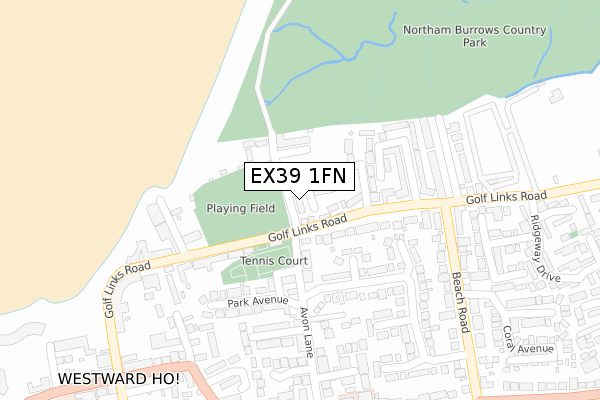 EX39 1FN map - large scale - OS Open Zoomstack (Ordnance Survey)