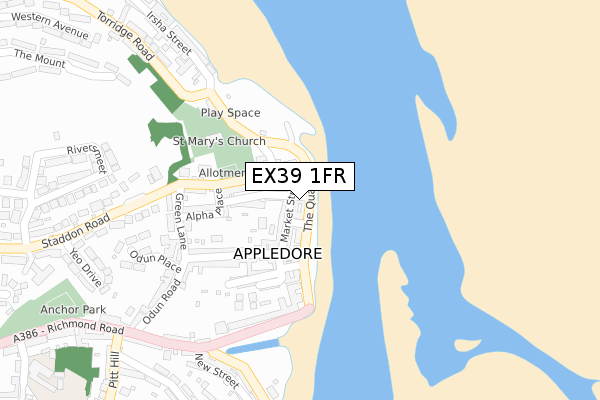 EX39 1FR map - large scale - OS Open Zoomstack (Ordnance Survey)