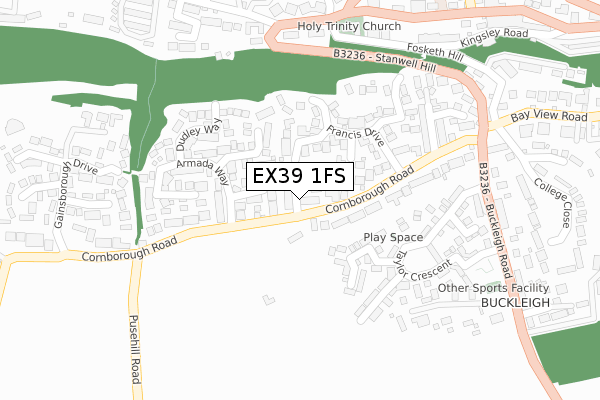 EX39 1FS map - large scale - OS Open Zoomstack (Ordnance Survey)