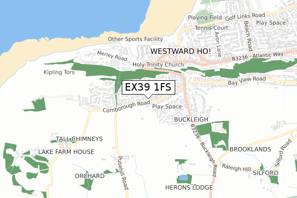 EX39 1FS map - small scale - OS Open Zoomstack (Ordnance Survey)