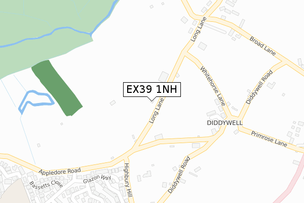 EX39 1NH map - large scale - OS Open Zoomstack (Ordnance Survey)