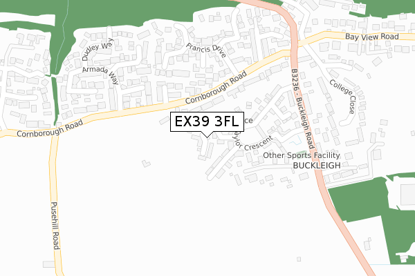 EX39 3FL map - large scale - OS Open Zoomstack (Ordnance Survey)