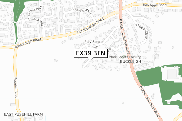 EX39 3FN map - large scale - OS Open Zoomstack (Ordnance Survey)