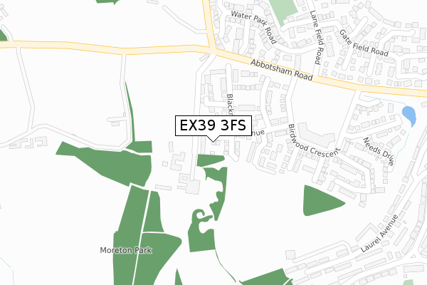 EX39 3FS map - large scale - OS Open Zoomstack (Ordnance Survey)