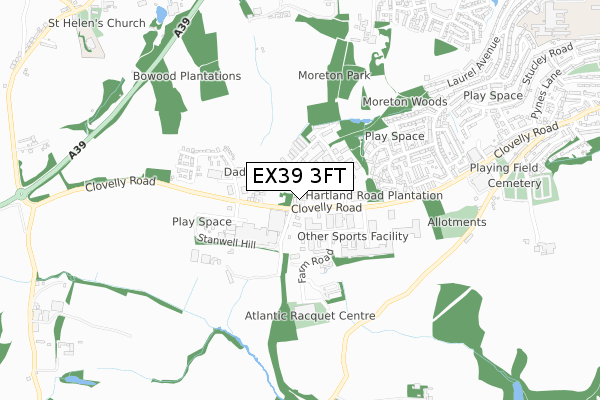 EX39 3FT map - small scale - OS Open Zoomstack (Ordnance Survey)