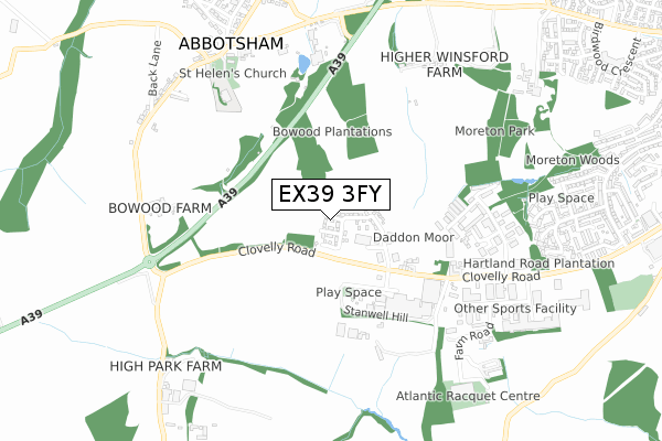 EX39 3FY map - small scale - OS Open Zoomstack (Ordnance Survey)