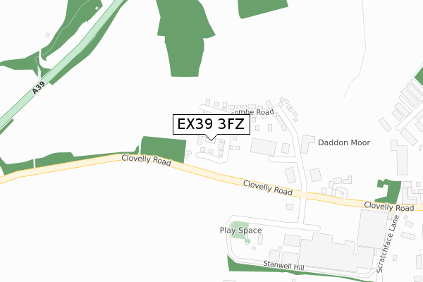 EX39 3FZ map - large scale - OS Open Zoomstack (Ordnance Survey)