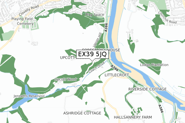 EX39 5JQ map - small scale - OS Open Zoomstack (Ordnance Survey)