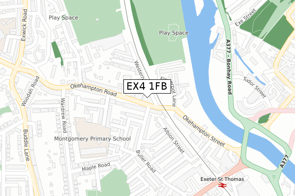 EX4 1FB map - large scale - OS Open Zoomstack (Ordnance Survey)