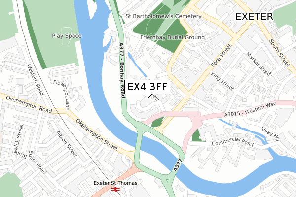 EX4 3FF map - large scale - OS Open Zoomstack (Ordnance Survey)