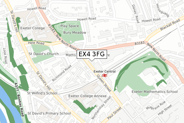 EX4 3FG map - large scale - OS Open Zoomstack (Ordnance Survey)