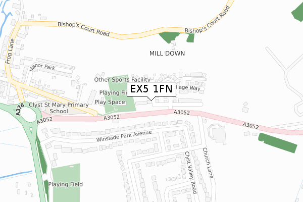 EX5 1FN map - large scale - OS Open Zoomstack (Ordnance Survey)