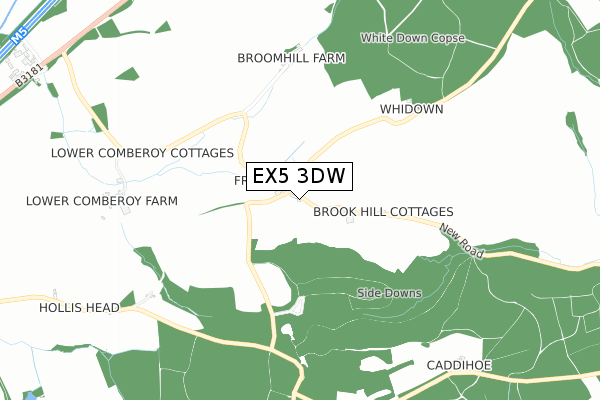 EX5 3DW map - small scale - OS Open Zoomstack (Ordnance Survey)